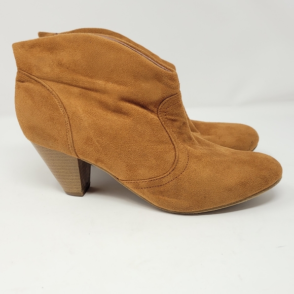 Charlotte Russe Brown Faux Suede Ankle Booties High Heel Boots Women's Size 11 - Picture 2 of 7